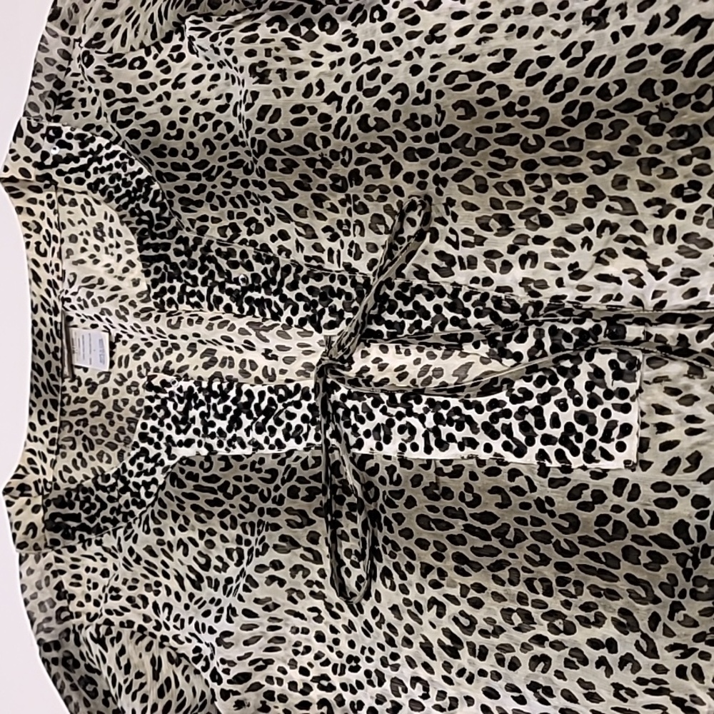 Tommy Bahama Leopard Nehru Collar With Paillette Cover Up Black Gray Large - Picture 8 of 14